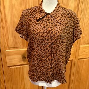 California Krush Cheetah Print Button-Up Blouse Vintage